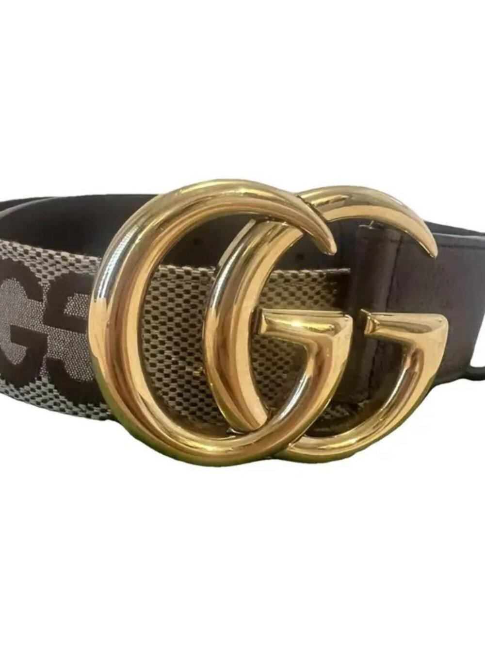New Authentic GUCCI Gold GG Brown Ebony Monogram Supreme black belt 95